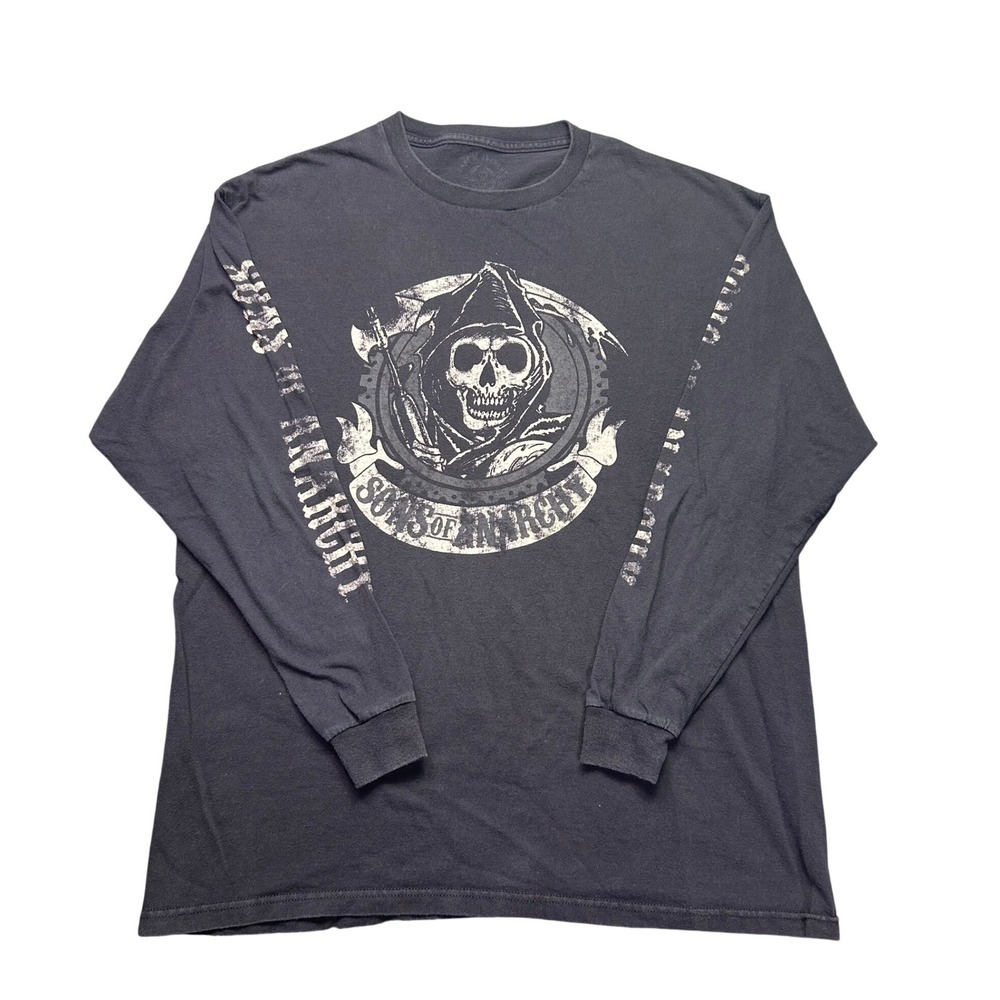 Sons of Anarchy Long Sleeve Graphic T-Shirt Black Reaper Biker Men XL